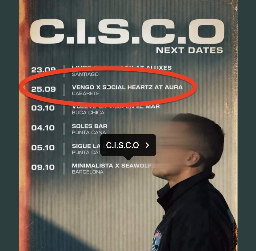 C.I.S.C.O — Vengo x Social Heartz en Aura