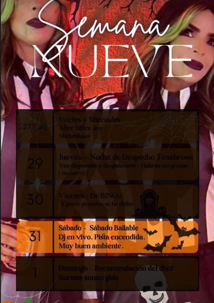 Nueve — Sábado Bailable · 31 oct