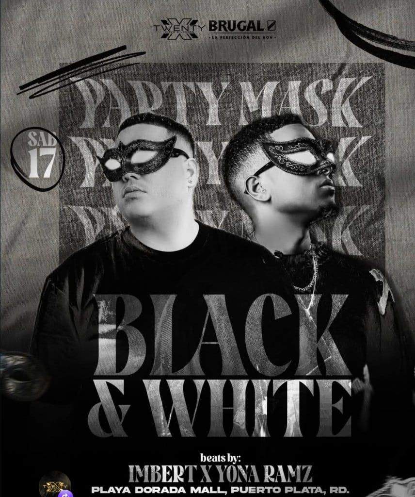 Twenty Disco Party Mask — Black & White Halloween