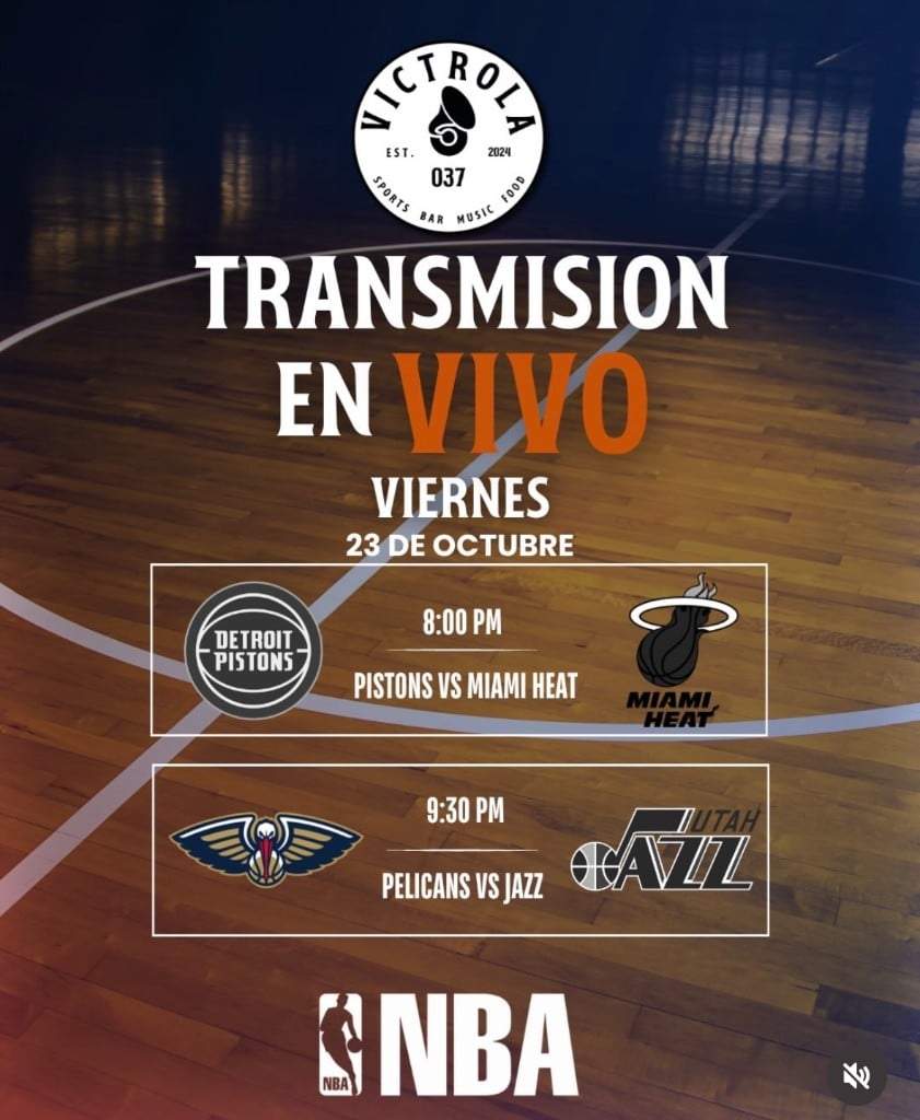 Victrola — NBA viernes (Pistons–Heat · Pelicans–Jazz)